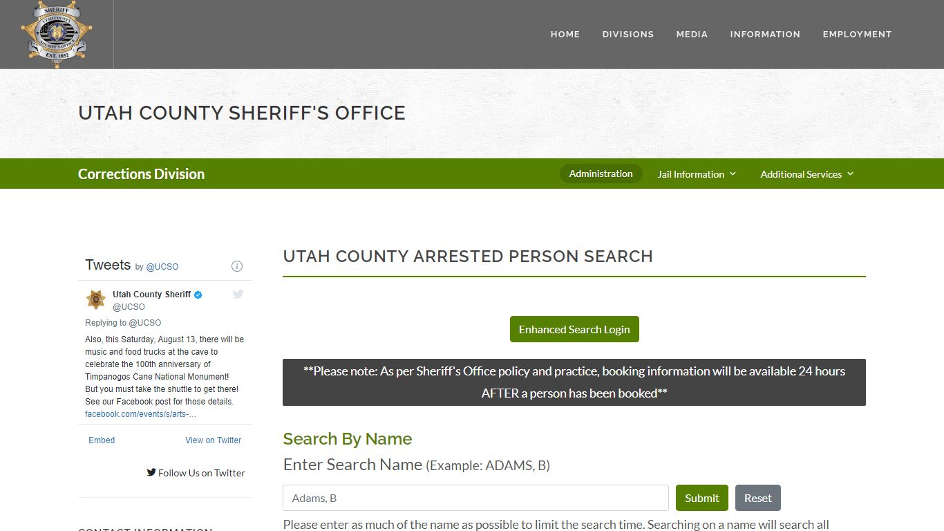 Utah County Sheriff's Office Inmate Search