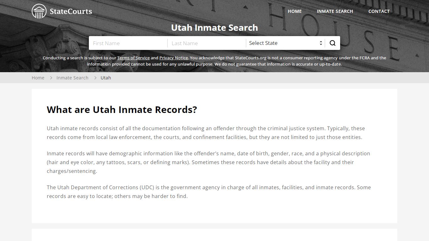 Utah Inmate Search, Prison and Jail Information - State Courts
